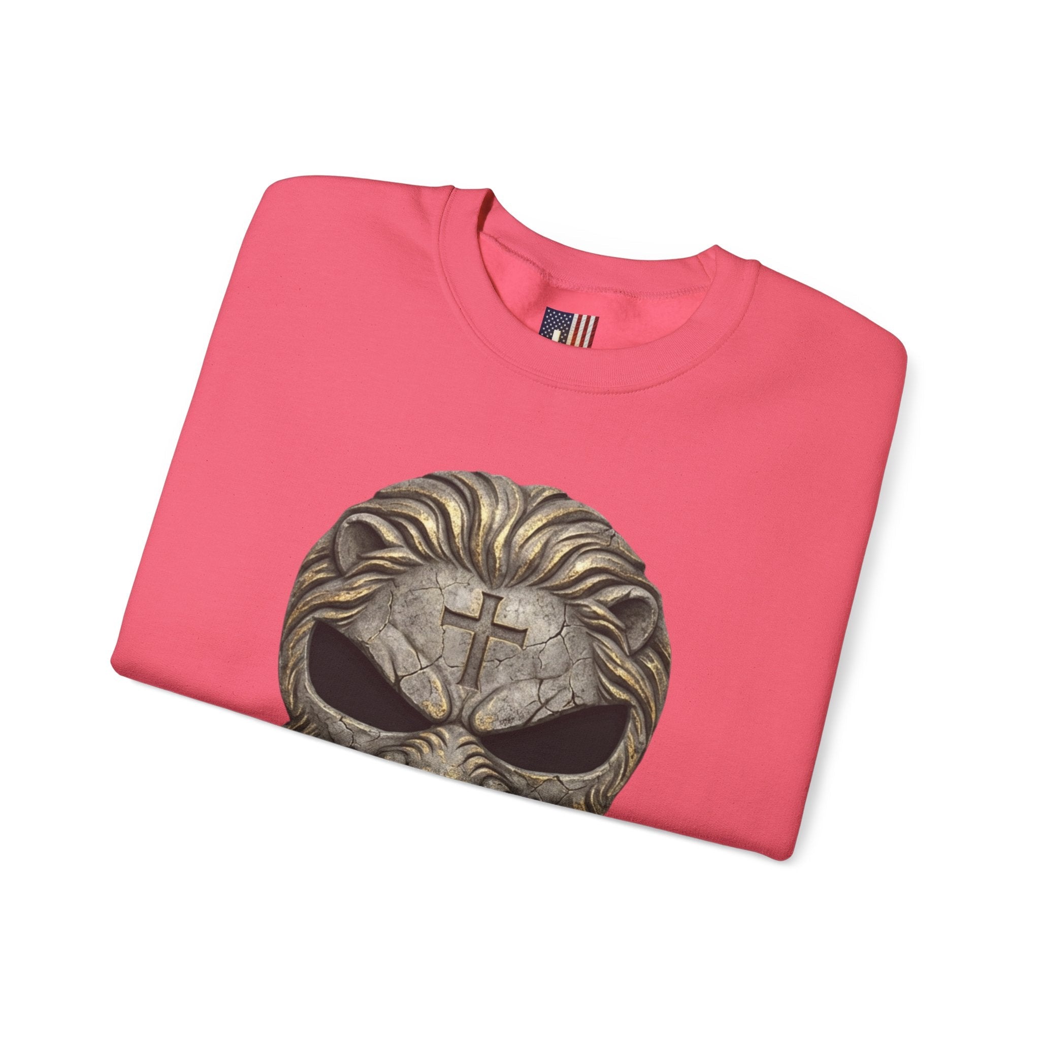 Lion of Judah Skull Christian Sweatshirt - Warrior Faith Cross Sweatshirt Printify