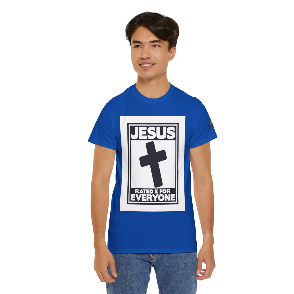 Jesus, Rated E for Everyone T-shirt - Gamer Faith T-shirt - Christian Video Game Parody Printify