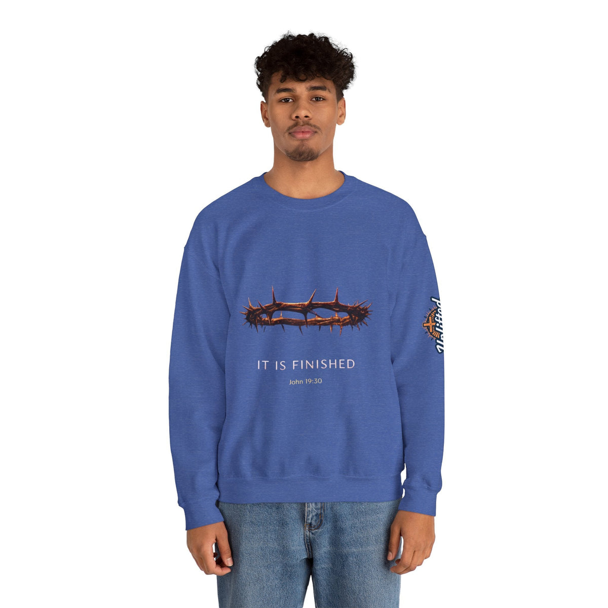 It Is Finished Crown of Thorns Sweatshirt — Christian John 19:30 Faith Sweatshirt Printify