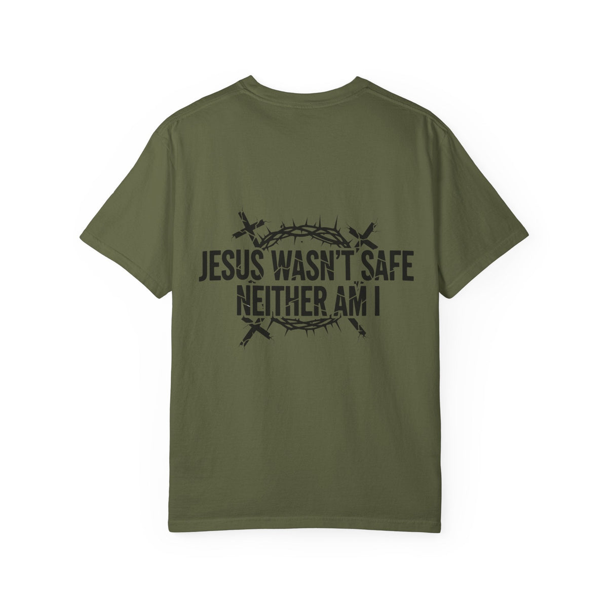 ⚡ Jesus Wasn’t Safe – Neither Am I | Bold Christian T-Shirt | Storm-Walking Faith Tee | Minimalist Black & White Design | Uplifted Gear Printify