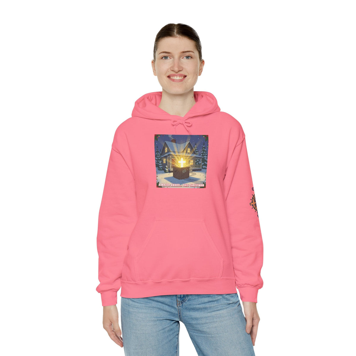 A Major Award This Christmas Hoodie – Fragile Leg Lamp Parody Cross Unboxing Christian Sweatshirt for Hilarious Faith & Holiday Glow Printify