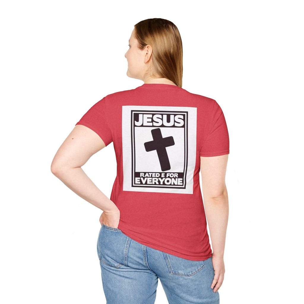 Jesus, Rated E for Everyone T-shirt - Gamer Faith T-shirt - Christian Video Game Parody Printify