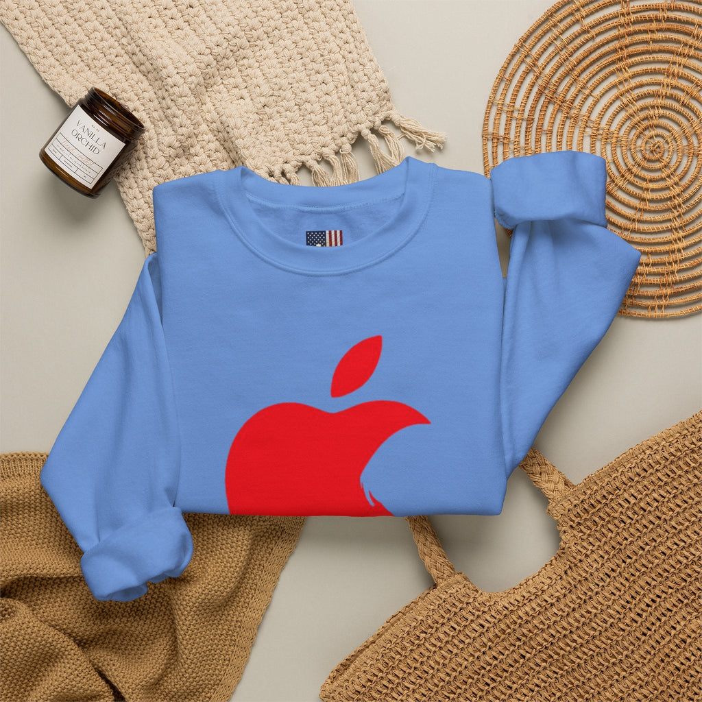 iPray Apple Logo Sweatshirt — Funny Christian Sweatshirt (Minimal Red Apple Graphic) Printify