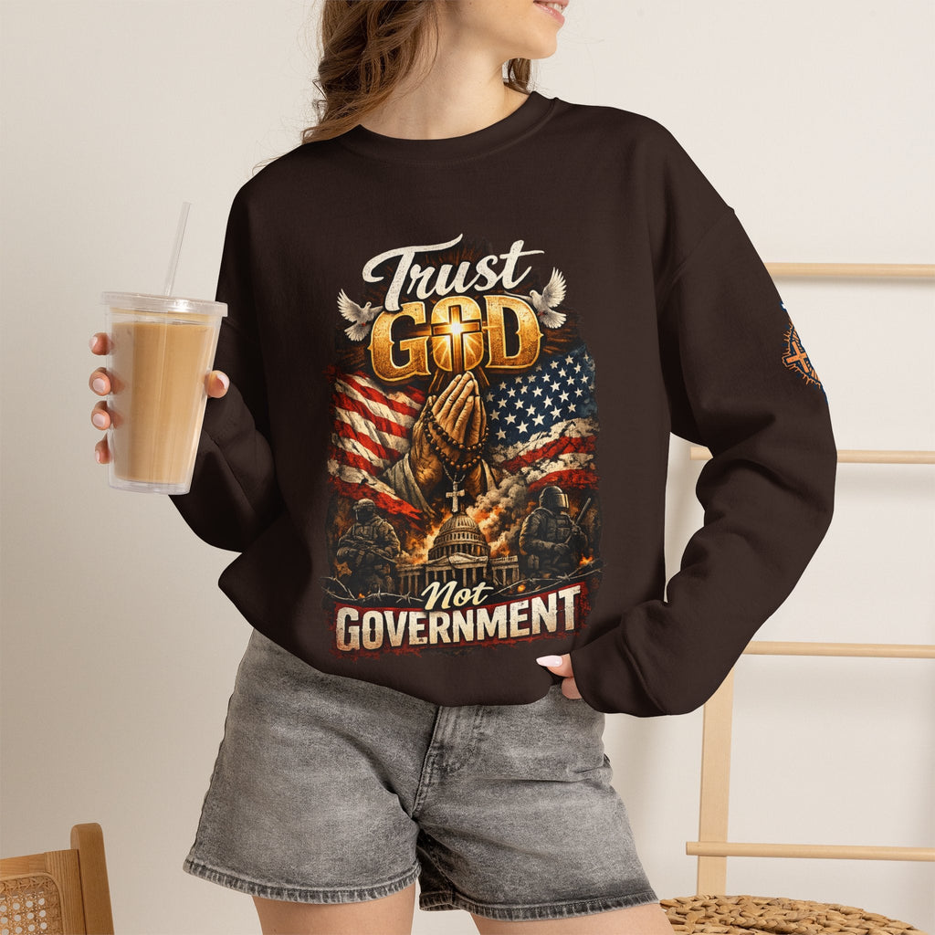 Trust God Not Government Sweatshirt — Vintage Patriotic Christian Sweatshirt Printify