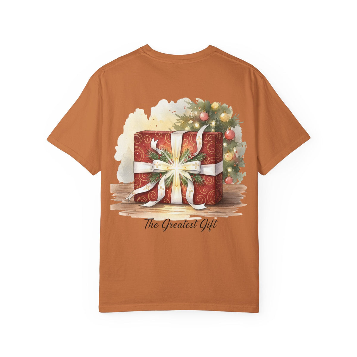 The Greatest Gift T-shirt – Cross Bow Present Christian T-shirt for Christmas Salvation & Eternal Faith Printify