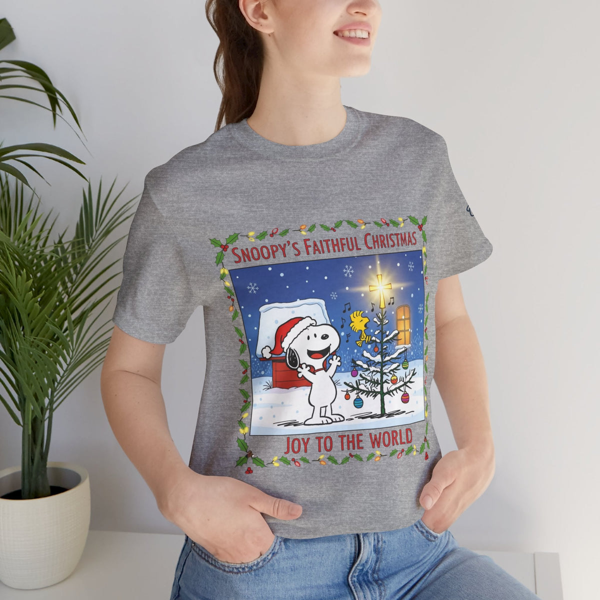 🎄 Faithful Christmas Friends – Christian Holiday T-Shirt | Festive Tree & Cartoon Duo | Heartwarming Christmas Tee by Uplifted Gear Printify