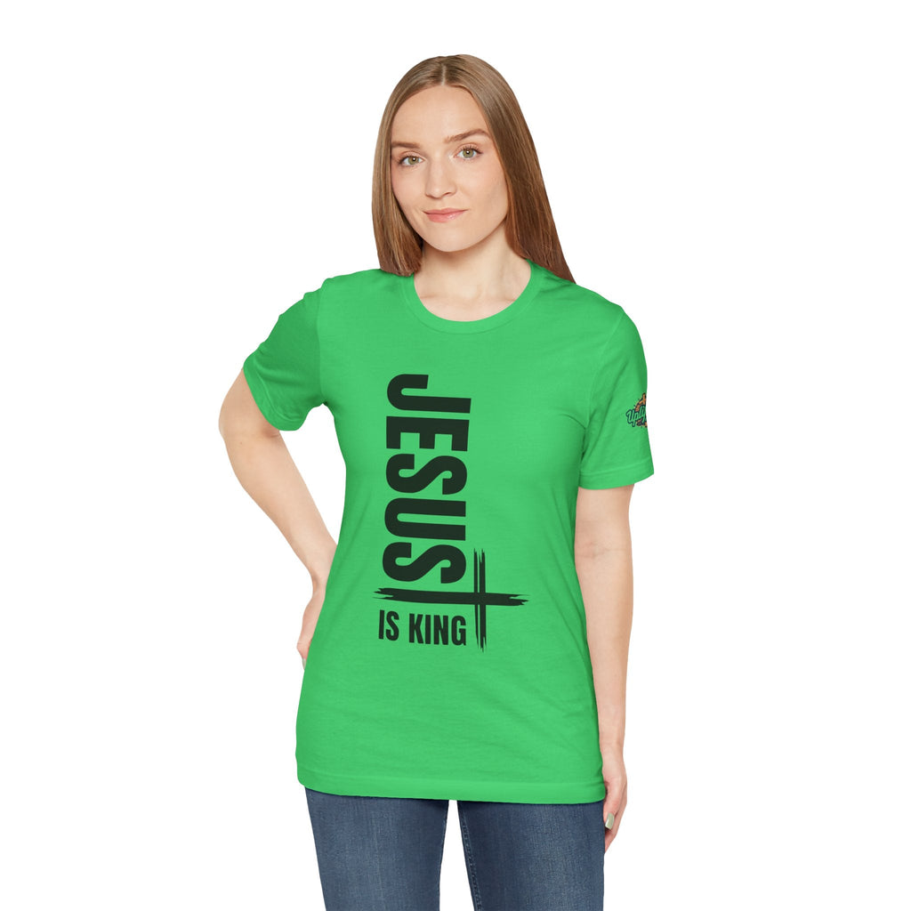 Jesus Is King T-shirt | Modern Typographic Cross Christian T-shirt Printify