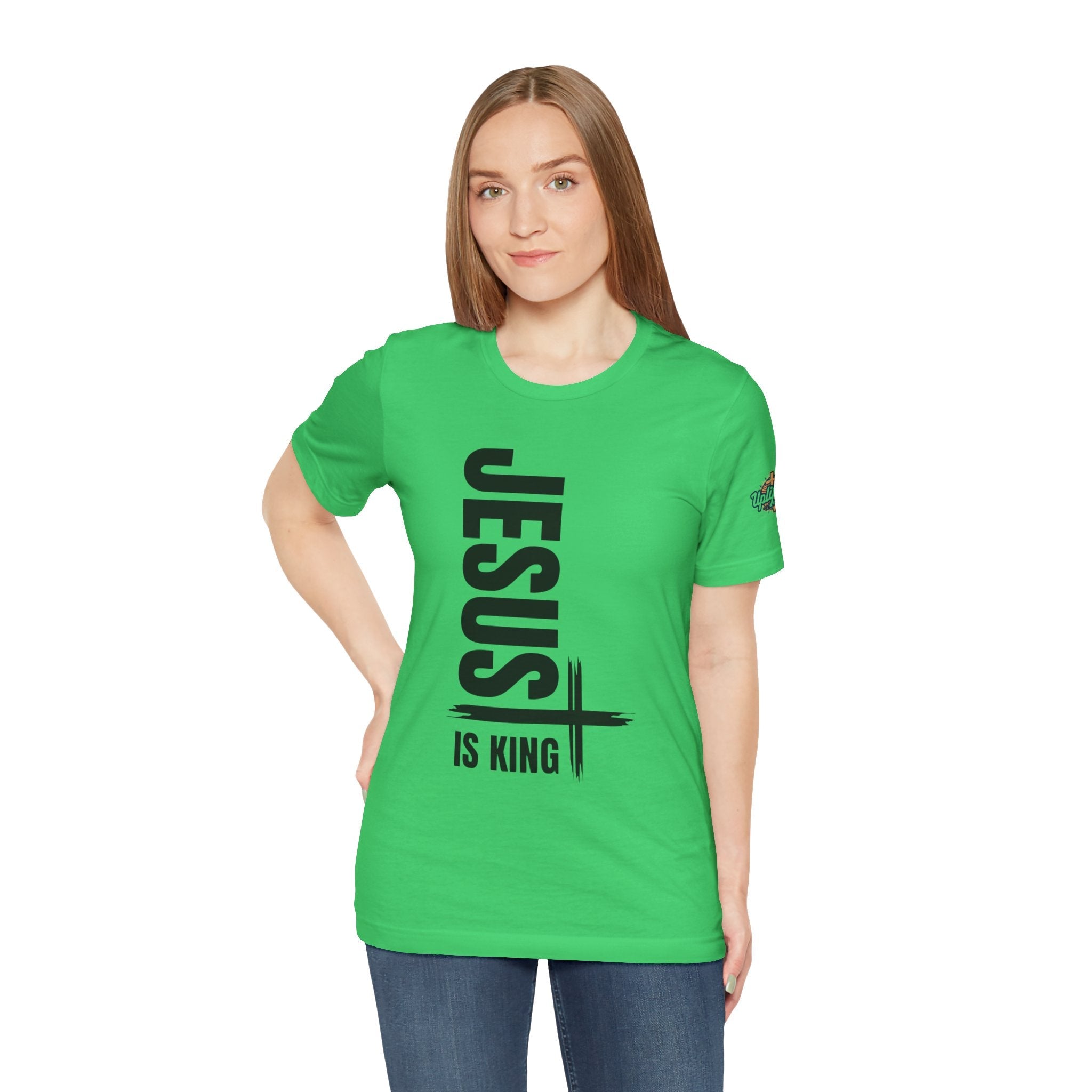 Jesus Is King T-shirt | Modern Typographic Cross Christian T-shirt Printify