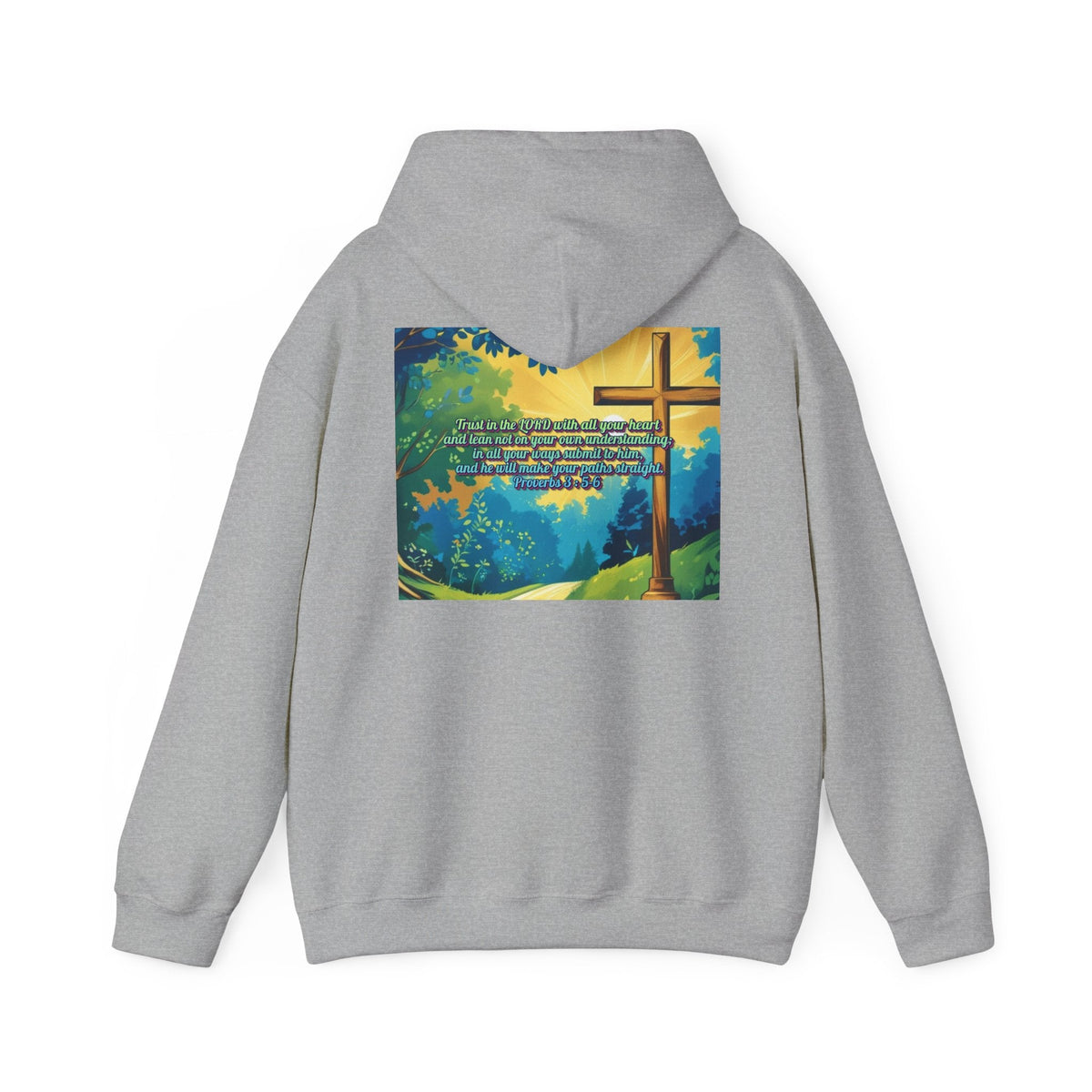 Trust in The Lord Proverbs 3:5-6 Biblical Design Unisex Heavy Blend™ Hooded Sweatshirt Printify