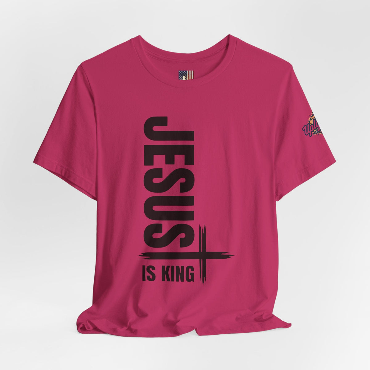 Jesus Is King T-shirt | Modern Typographic Cross Christian T-shirt Printify