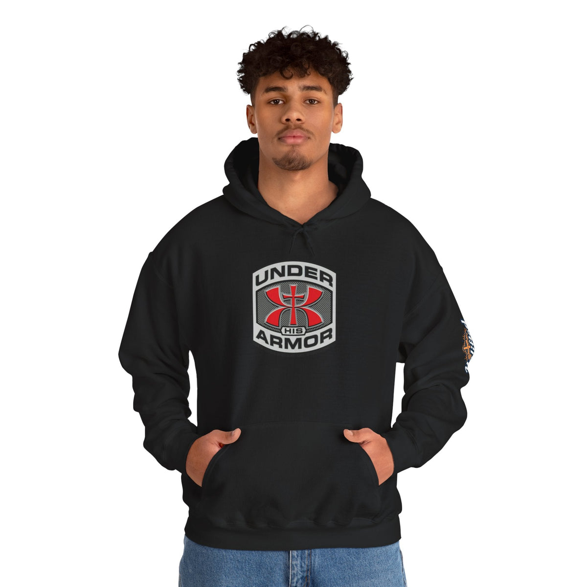 Under Armor Logo Hoodie — Black Athletic Pullover Printify