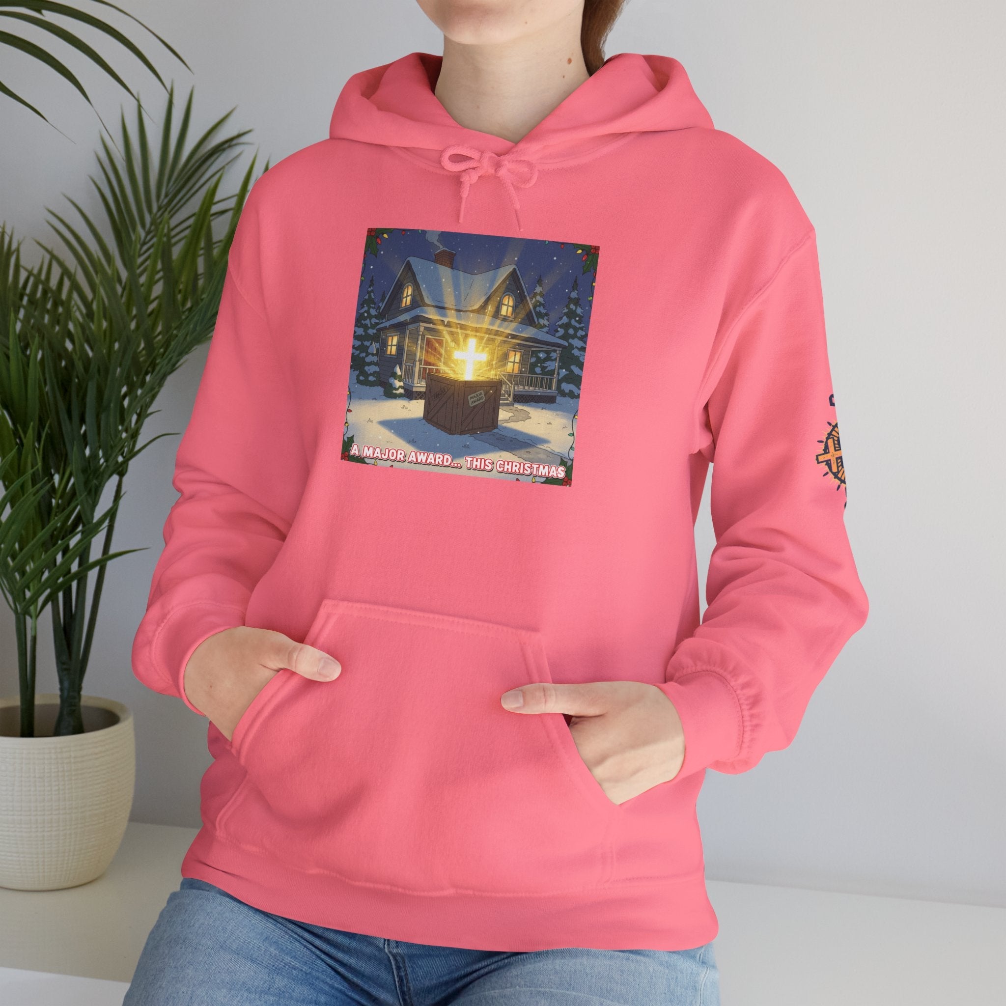 A Major Award This Christmas Hoodie – Fragile Leg Lamp Parody Cross Unboxing Christian Sweatshirt for Hilarious Faith & Holiday Glow Printify