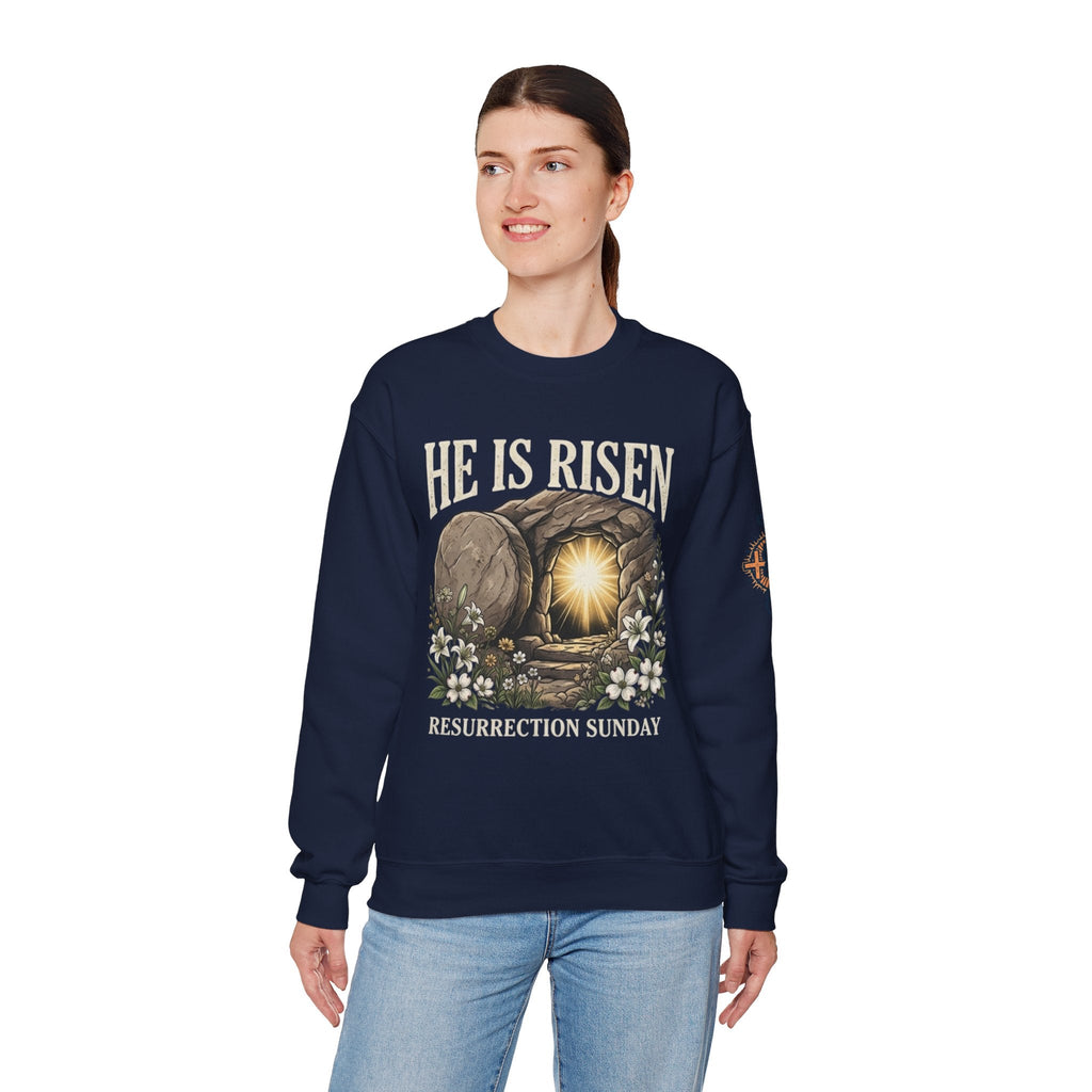 He Is Risen Sweatshirt — Jesus Christ Resurrection Easter Sweatshirt Printify