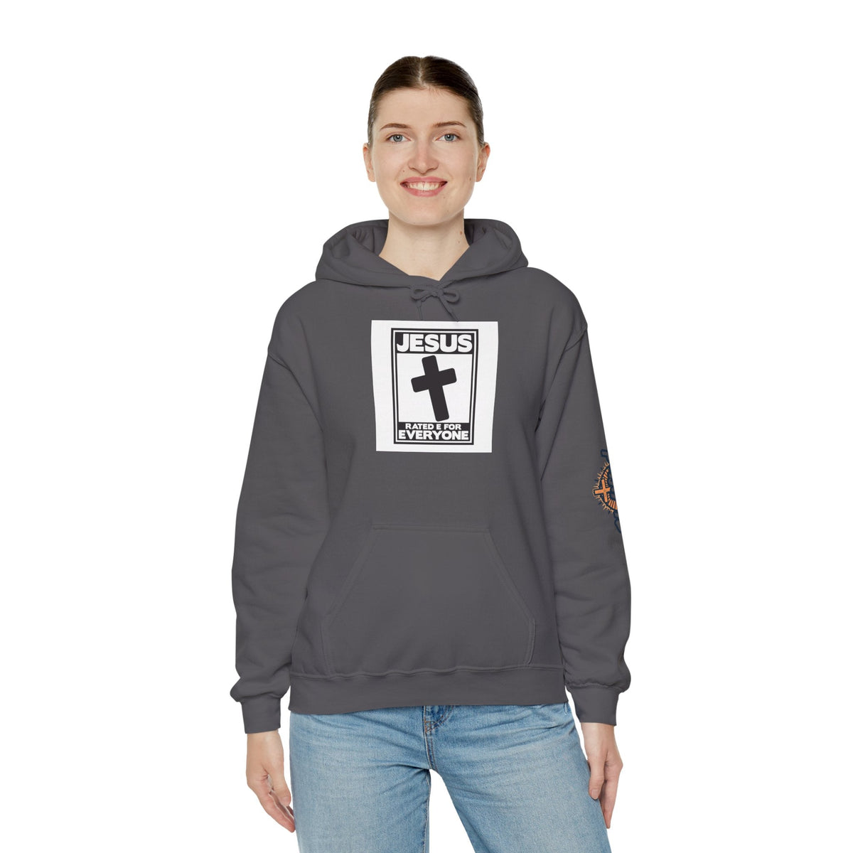 Jesus, Rated E for Everyone Hoodie - Gamer Faith Hoodie - Christian Video Game Parody Printify