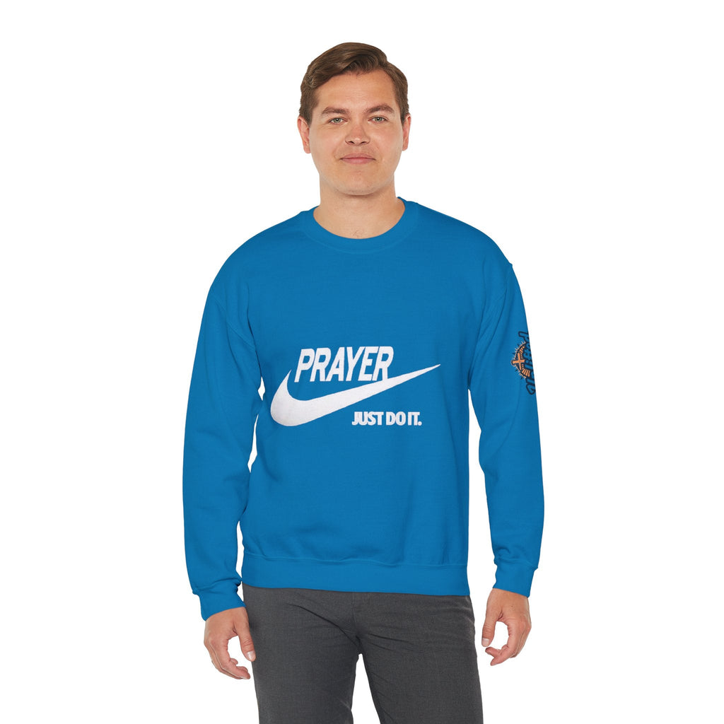 Prayer Just Do It Sweatshirt - Funny Christian Nike Parody Sweatshirt - Faith Gear Printify