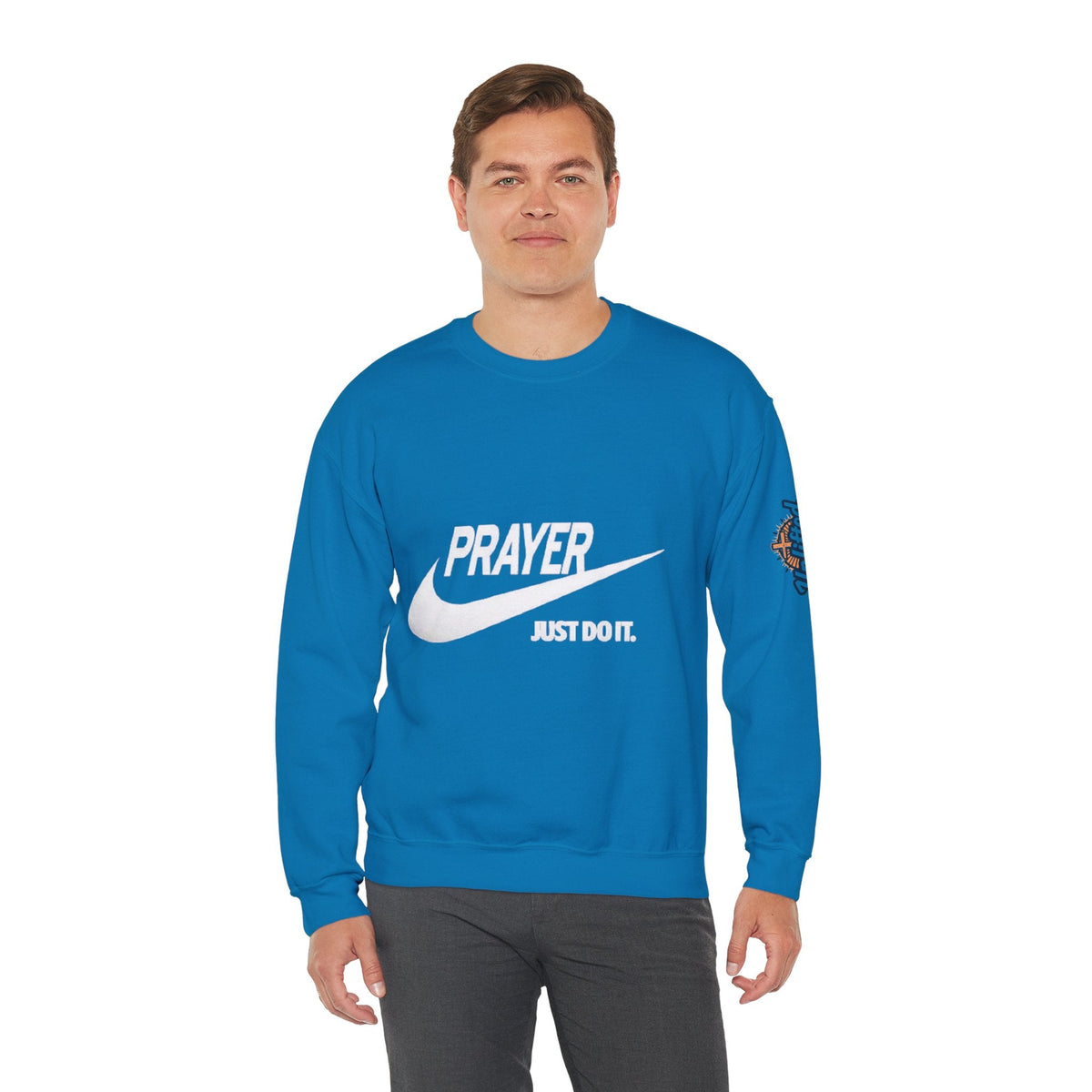 Prayer Just Do It Sweatshirt - Funny Christian Nike Parody Sweatshirt - Faith Gear Printify