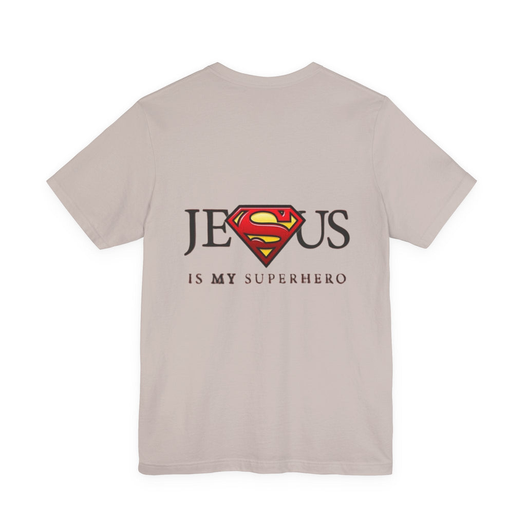 Jesus Is My Superhero T-Shirt — Faith-Based Superman-Inspired Tee Printify