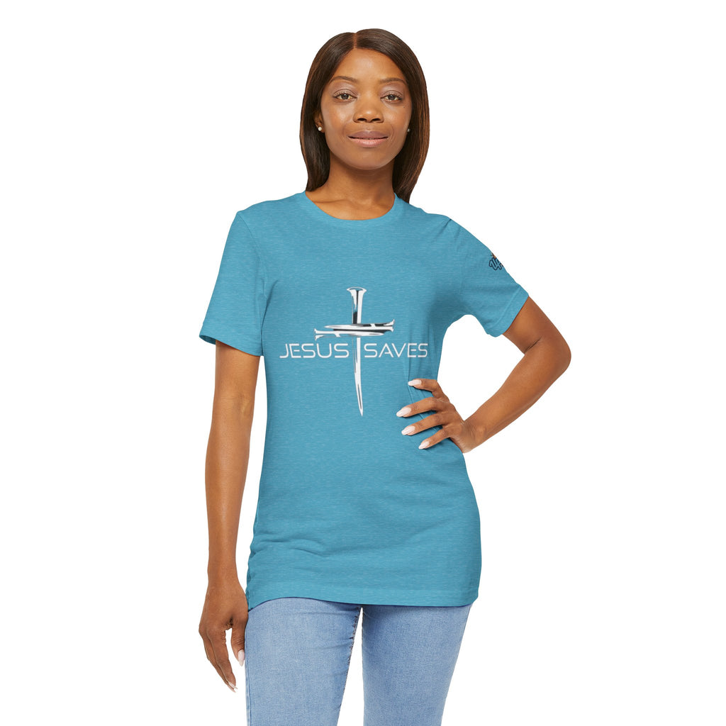 Copy of Jesus Saves T-shirt – 3 Nails Crucifix Cross Christian T-shirt for Redemption Faith & Bold Salvation