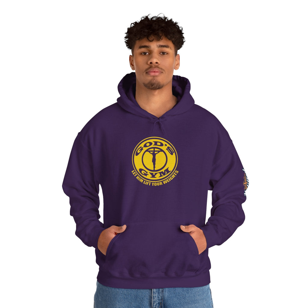 God's Gym Hoodie — "Let Him Lift Your Weights" Christian Fitness Hoodie Printify
