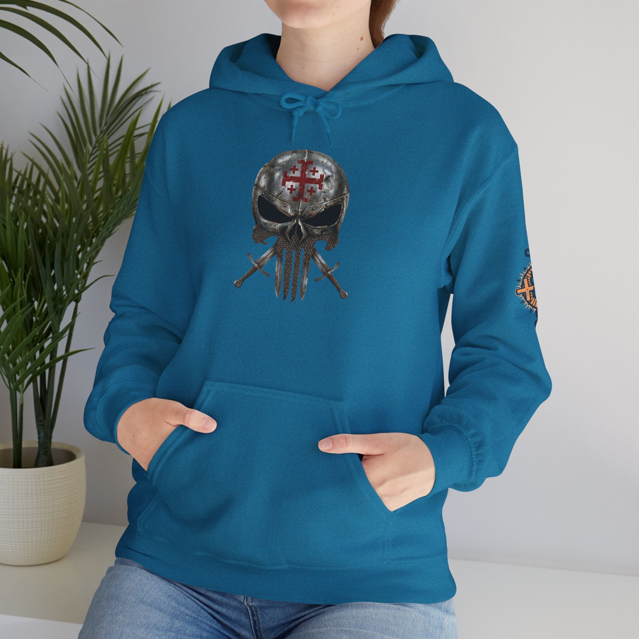 Crusader Knight Christian Skull Hoodie - Warrior Armor of God Hoodie Printify