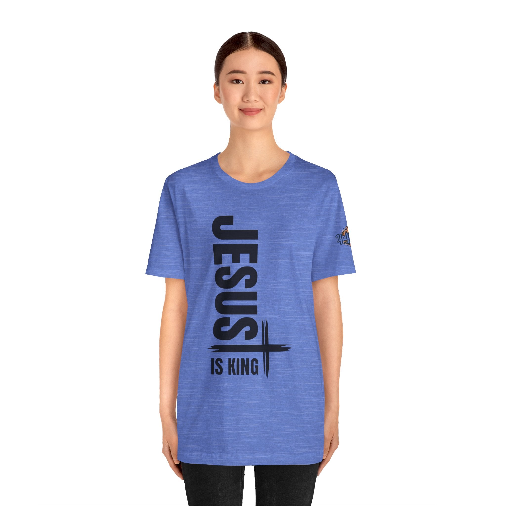 Jesus Is King T-shirt | Modern Typographic Cross Christian T-shirt Printify