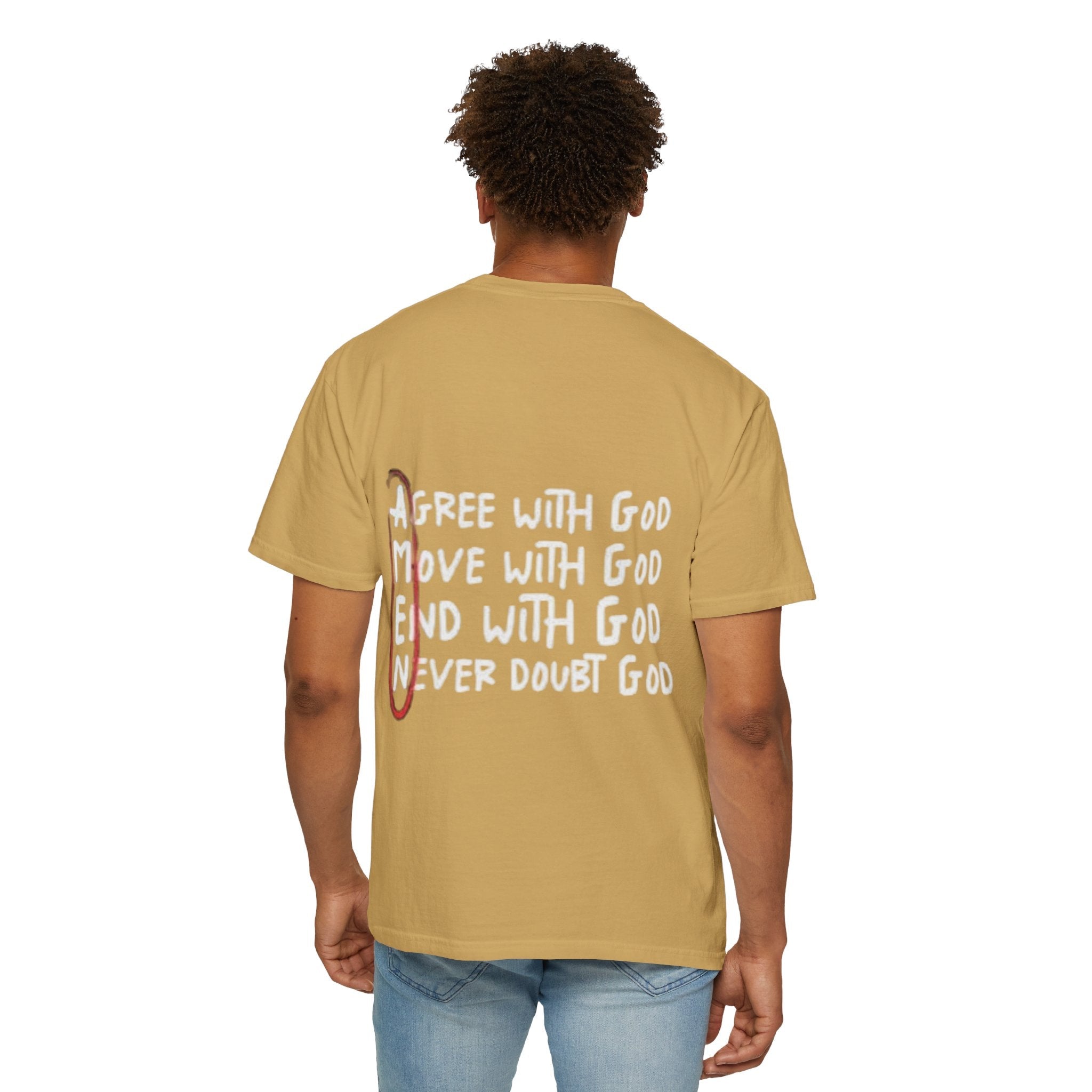 AMEN Acronym T-Shirt – Always Agree with God Move with God End with God Never Doubt God Christian Tee for Unwavering Faith Printify