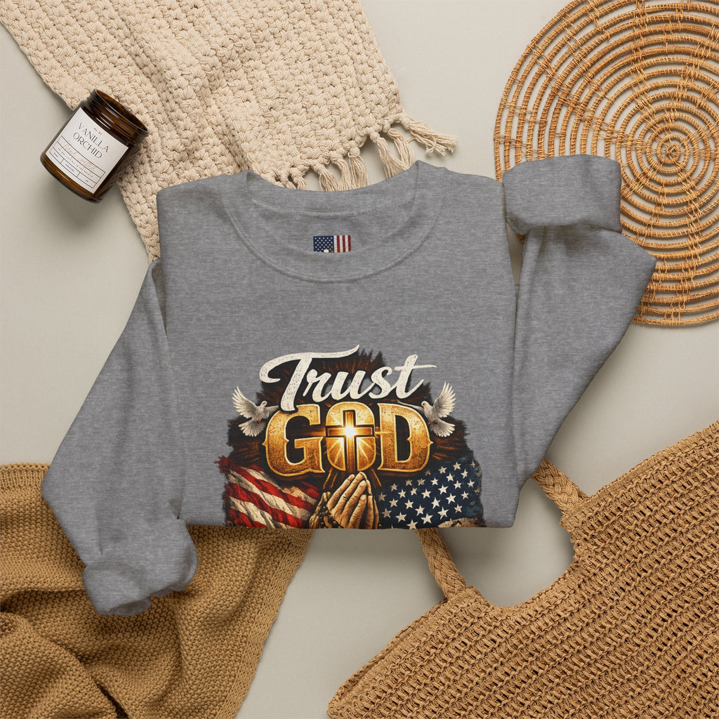 Trust God Not Government Sweatshirt — Vintage Patriotic Christian Sweatshirt Printify
