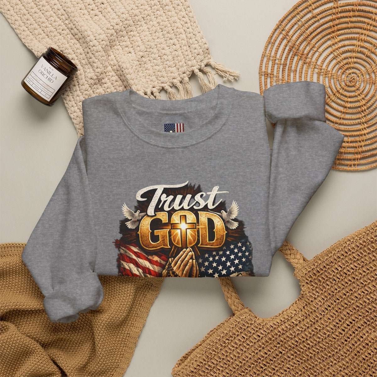 Trust God Not Government Sweatshirt — Vintage Patriotic Christian Sweatshirt Printify
