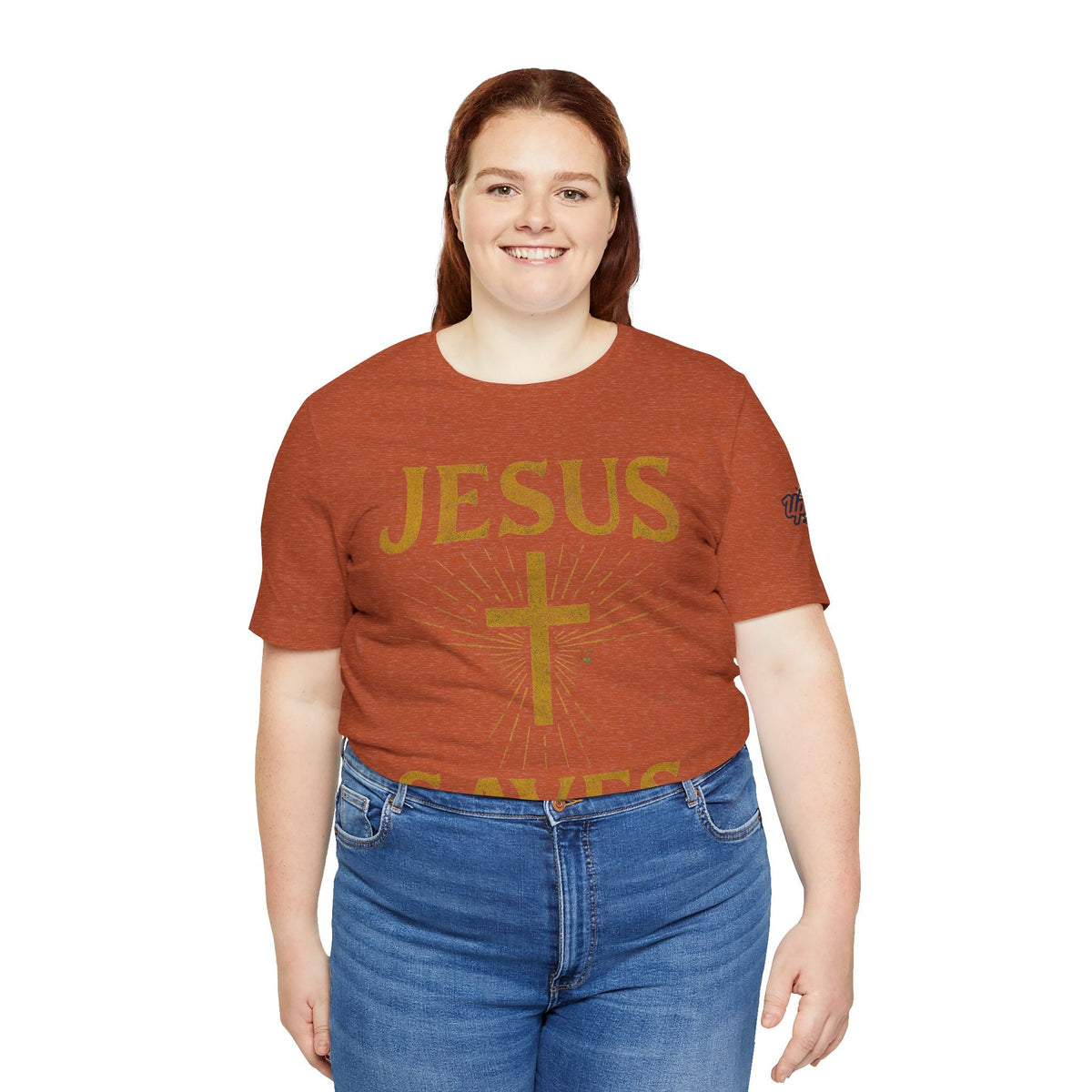 Jesus Saves T-shirt – Radiant Cross & Rays of Light Christian T-shirt for Eternal Hope & Faith Printify