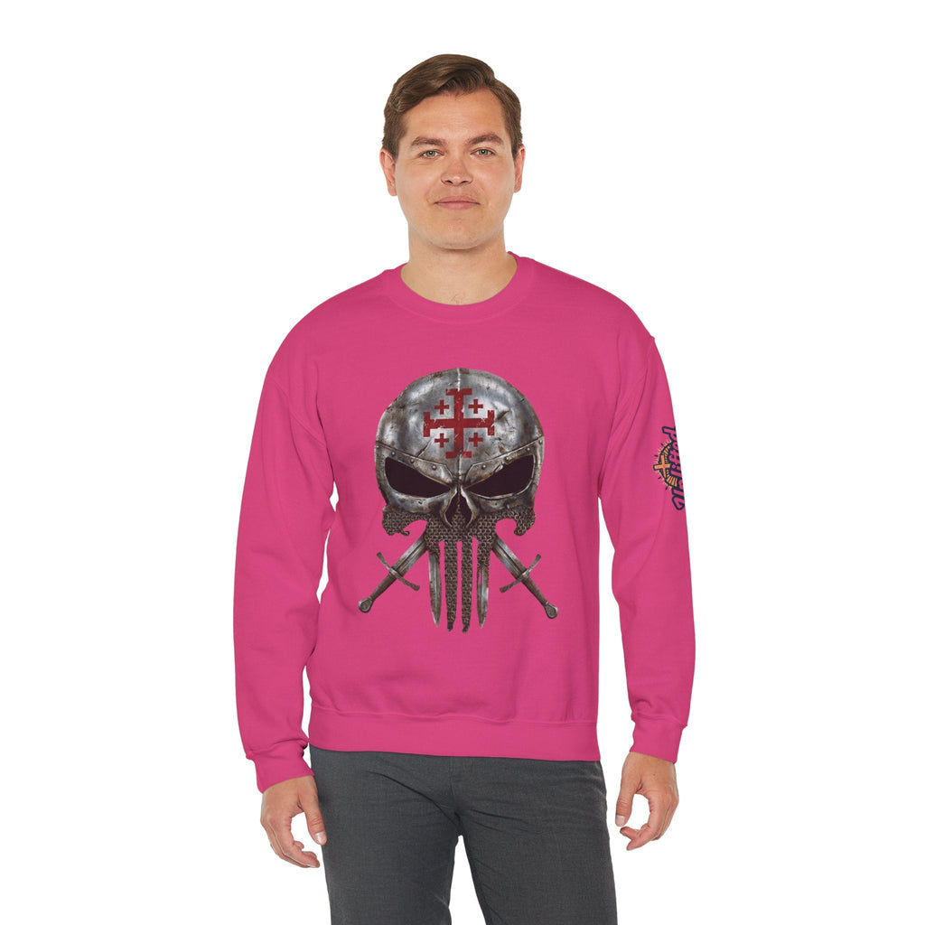 Crusader Knight Christian Skull Sweatshirt - Warrior Armor of God Sweatshirt Printify