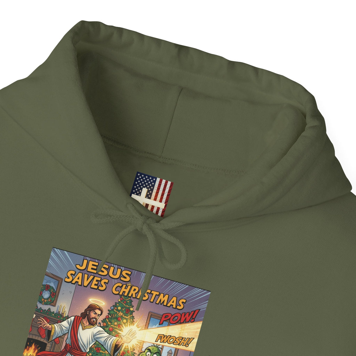 Jesus Saves Christmas Hoodie – Grinch vs Savior Light Battle Christian Sweatshirt for Hilarious Holiday Faith & True Joy Printify