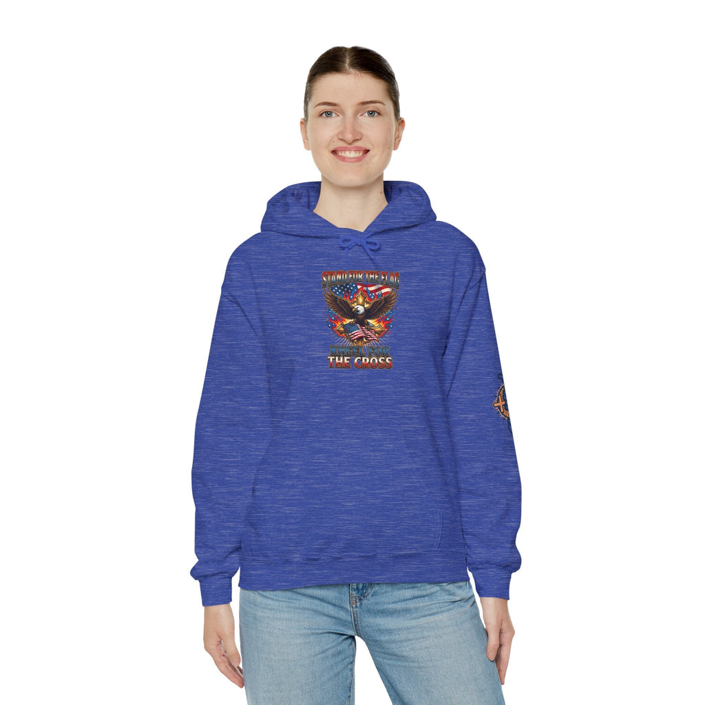 Stand for the Flag Kneel for the Cross Hoodie | Patriotic Eagle Hoodie Printify