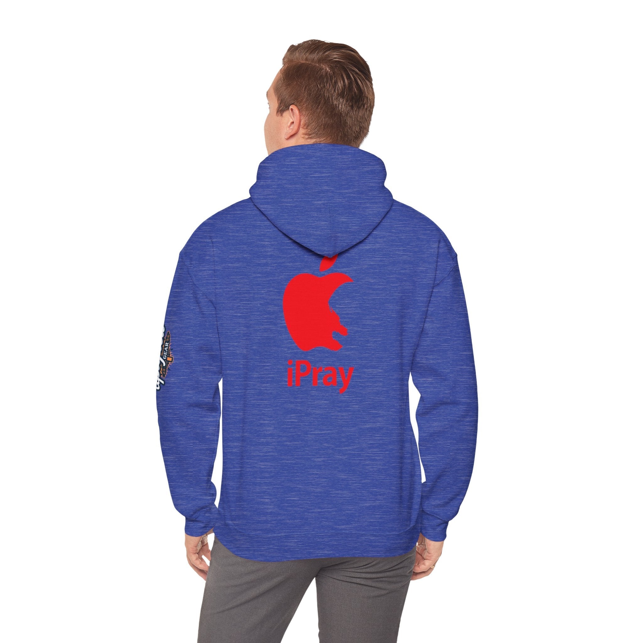 iPray Apple Logo Hoodie — Funny Christian Hoodie (Minimal Red Apple Graphic) Printify