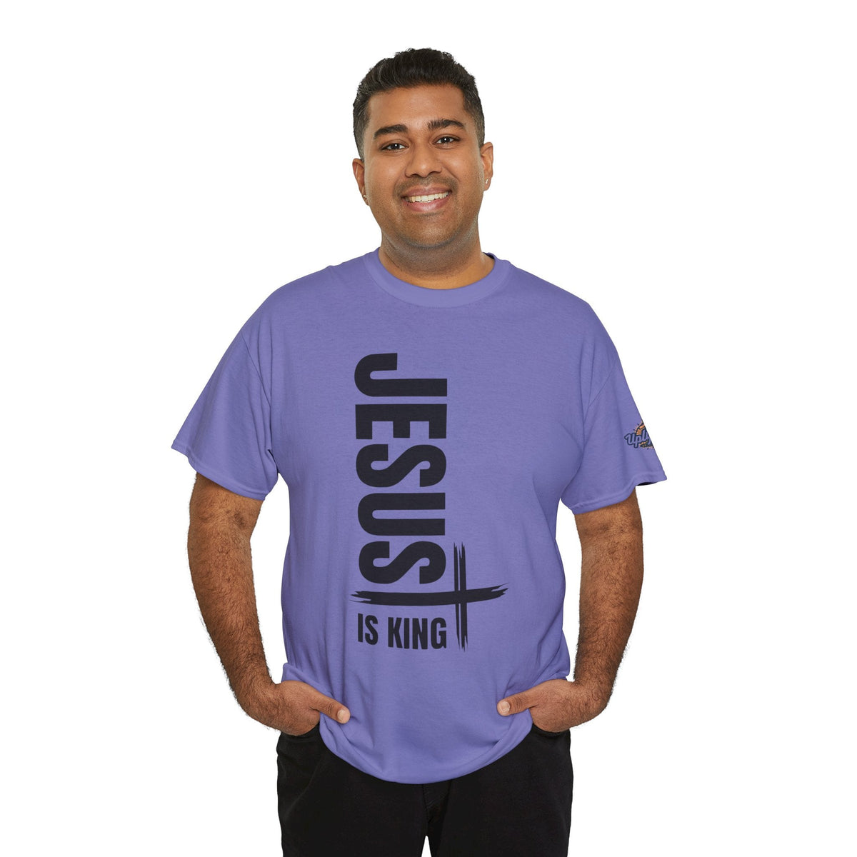 Jesus Is King T-shirt | Modern Typographic Cross Christian T-shirt Printify