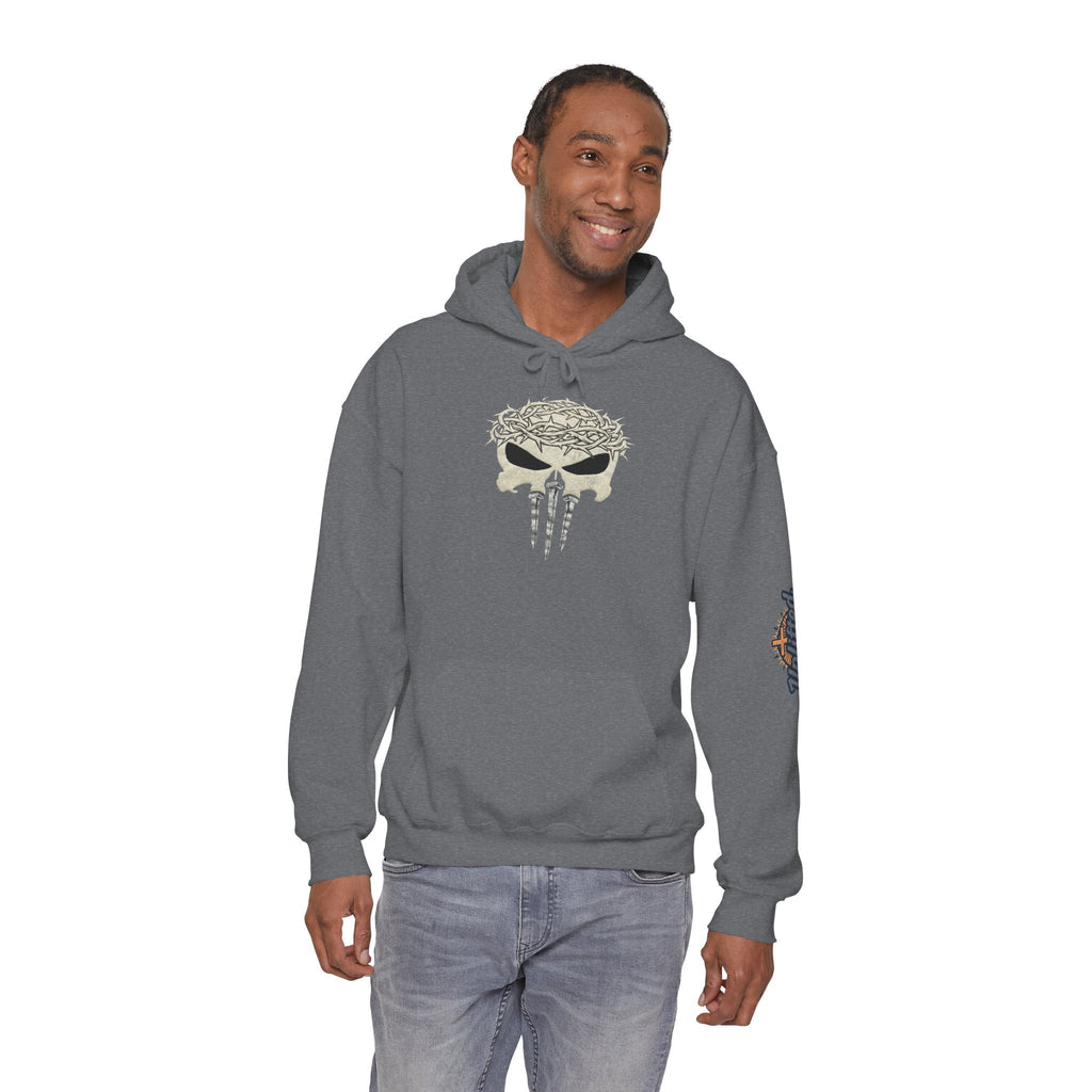 Christian Skull Hoodie - Crown of Thorns & Nails - Warrior Faith Hoodie Printify