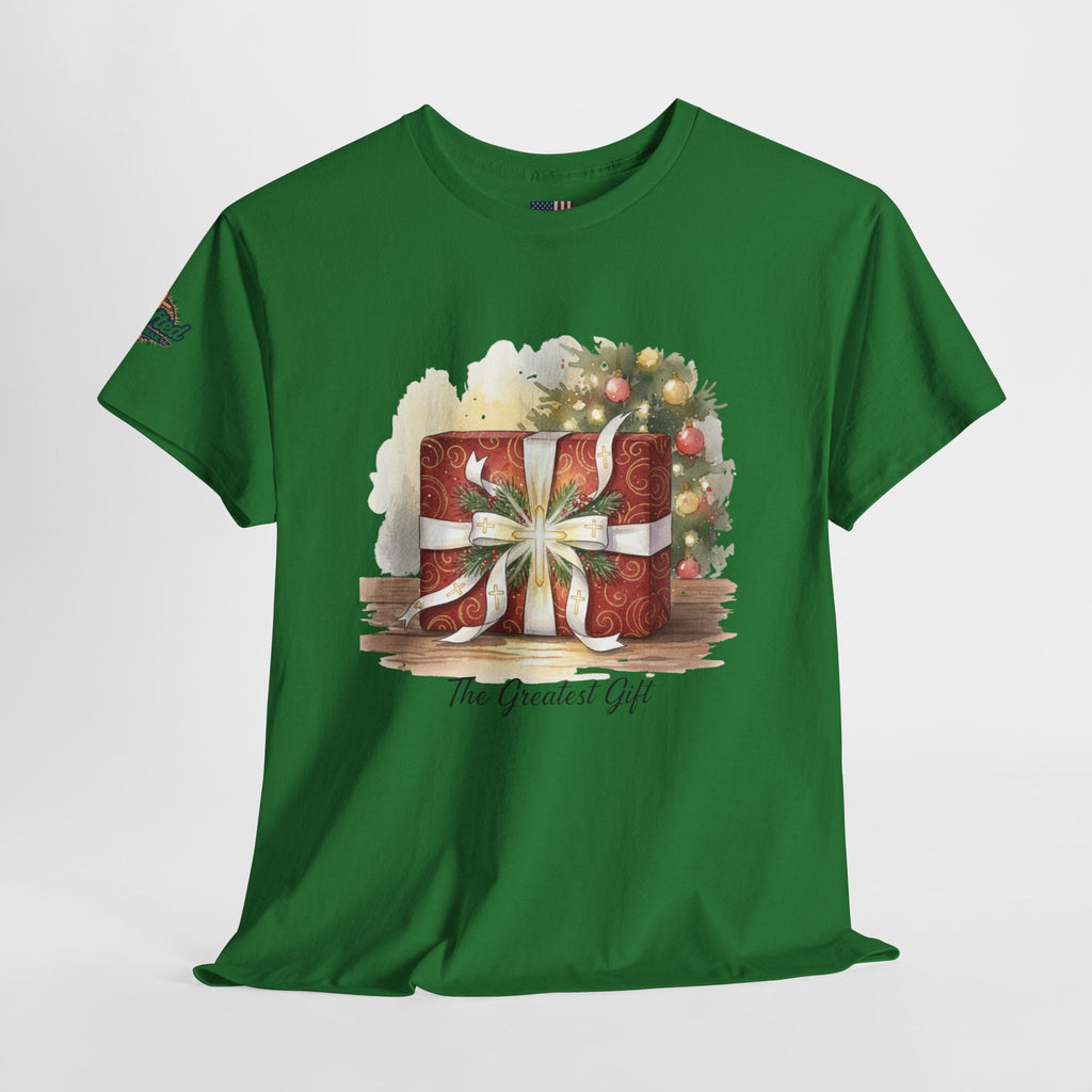 The Greatest Gift T-shirt – Cross Bow Present Christian T-shirt for Christmas Salvation & Eternal Faith Printify