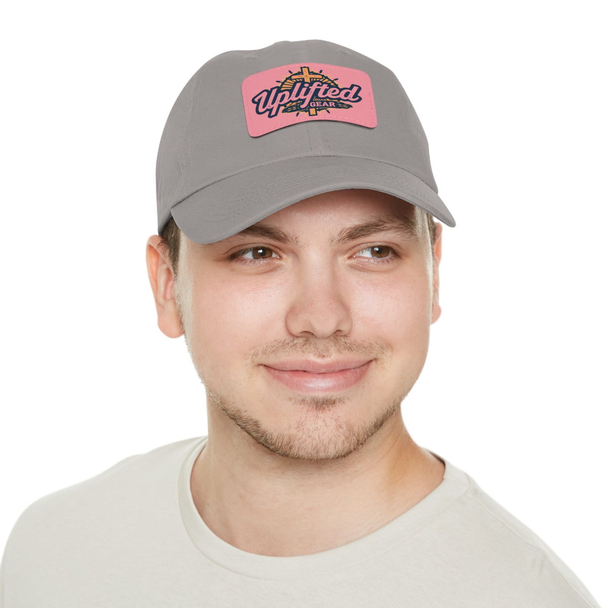 Uplifted Gear Leather Patch Dad Hat — Vintage Aviation Logo Cap Printify