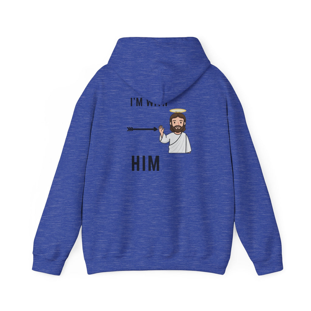 🔥 I’m With Him → Christian Hoodie | Arrow Pointing to Jesus | Minimalist Faith Tee | Subtle Cross Design | Bible-Inspired Apparel by Uplifted Gear Printify
