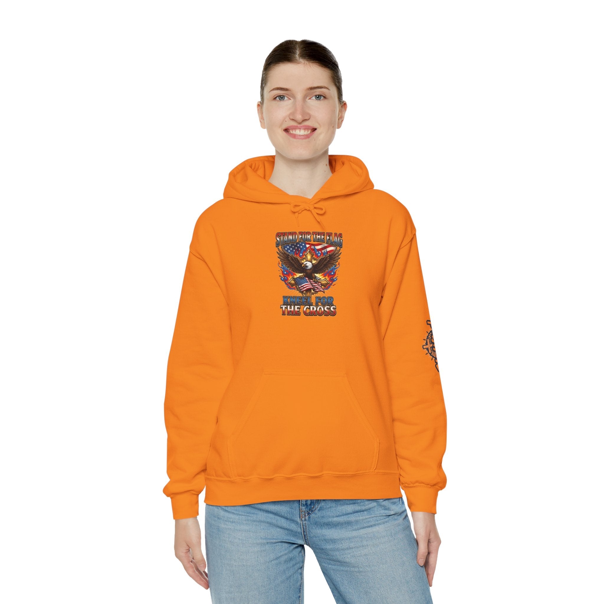 Stand for the Flag Kneel for the Cross Hoodie | Patriotic Eagle Hoodie Printify