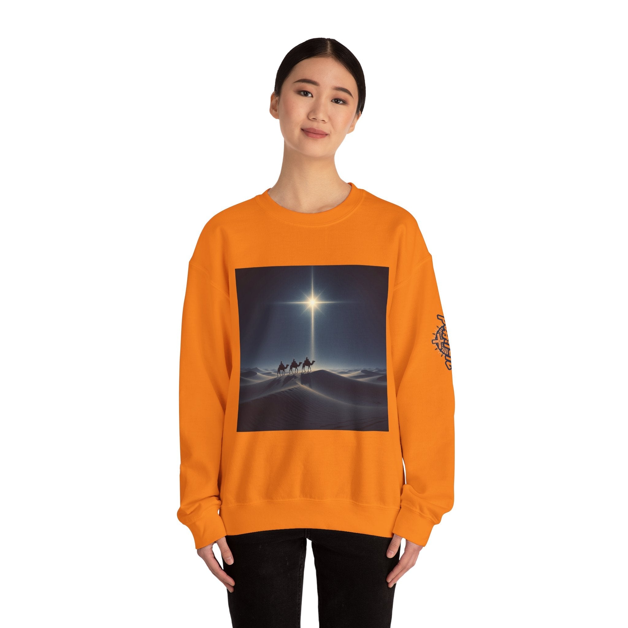 3 Wise Men Sweatshirt – Magi Camels Nativity Journey Christian Christmas Sweatshirt for Epiphany Faith & Holy Night Printify