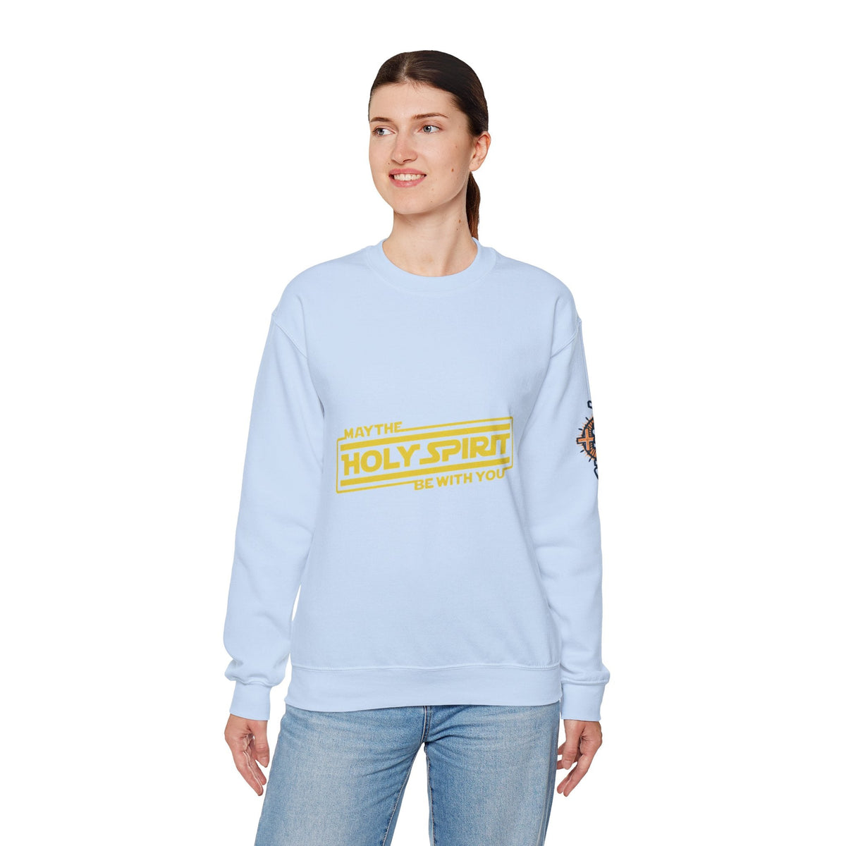 May the Holy Spirit Be With You Sweatshirt - Christian Star Wars Parody Sweatshirt Printify