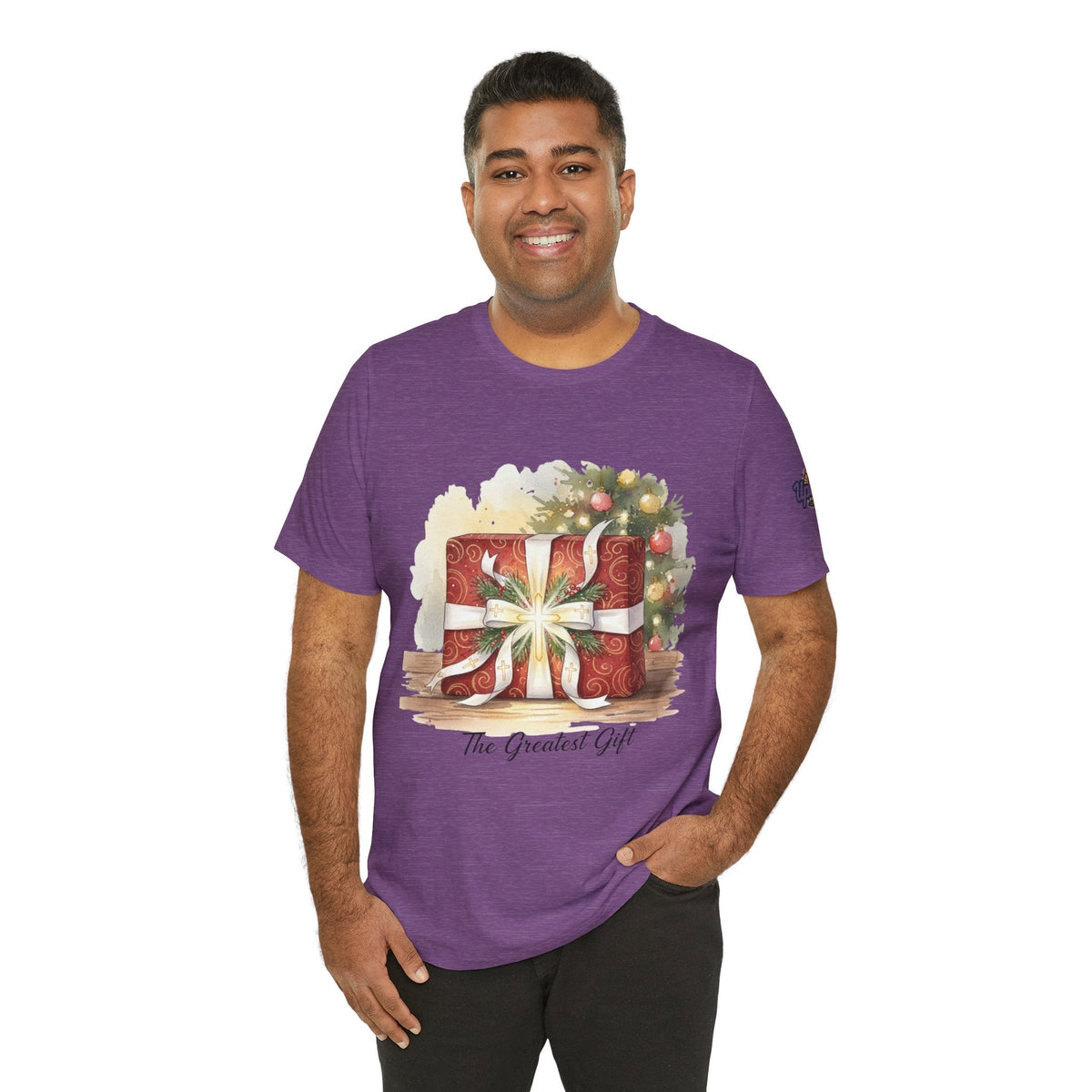 The Greatest Gift T-shirt – Cross Bow Present Christian T-shirt for Christmas Salvation & Eternal Faith Printify