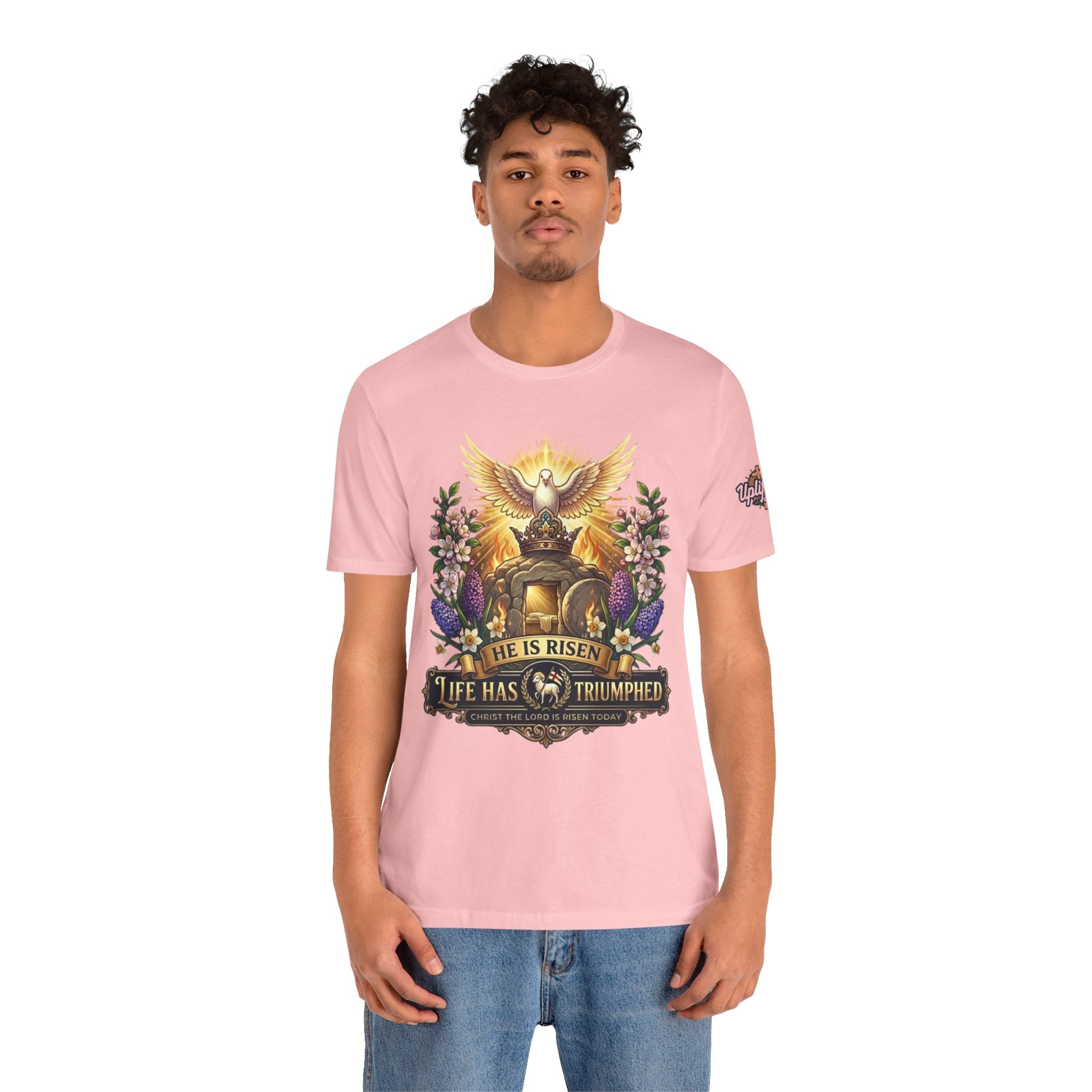 He Is Risen "Life Has Triumphed" T-Shirt — Easter Resurrection Christian Tee Printify