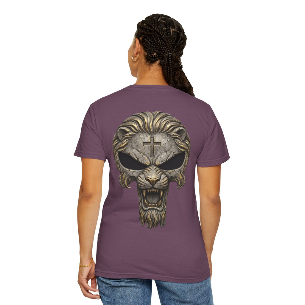 Lion of Judah Skull Christian T-shirt - Warrior Faith Cross T-shirt Printify
