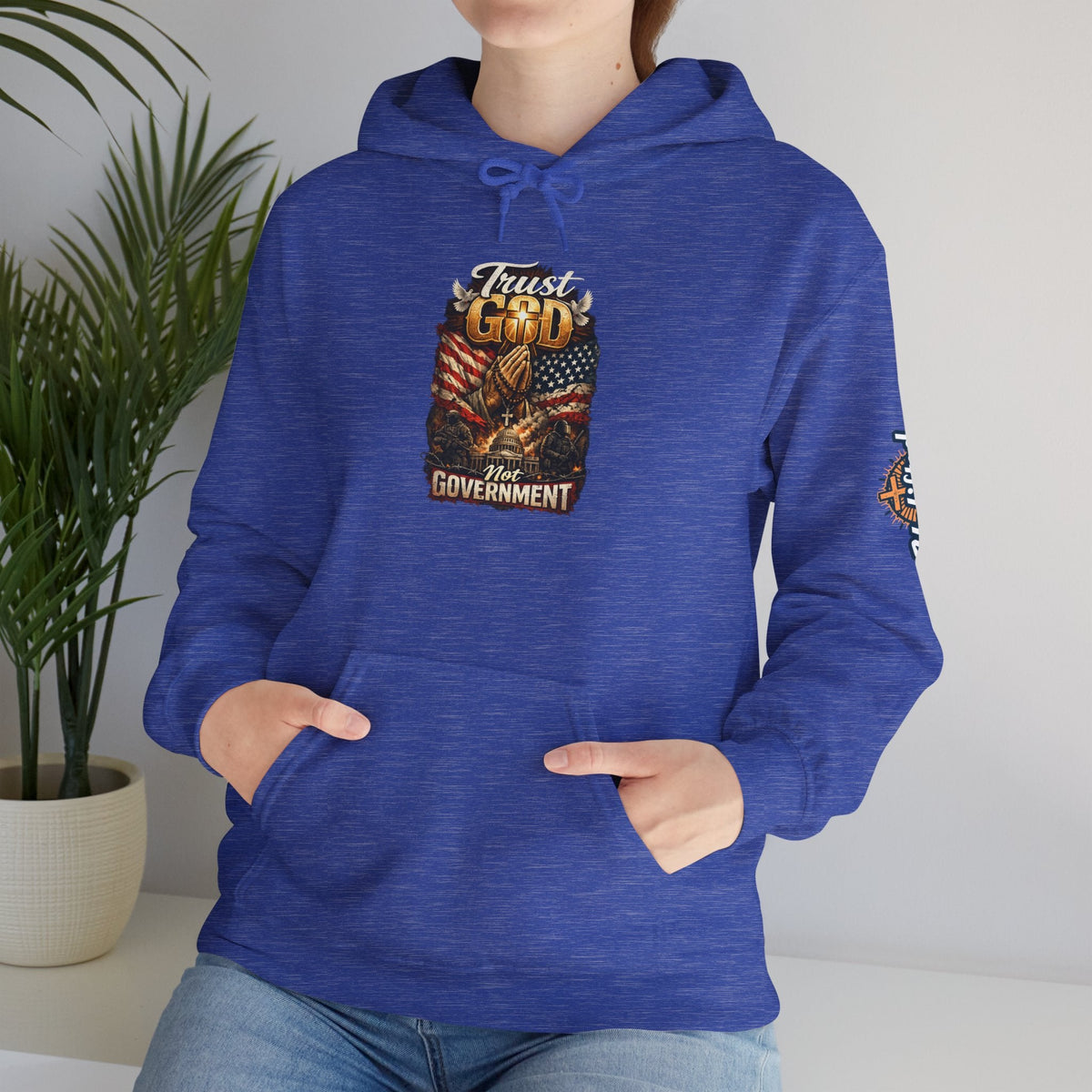 Trust God Not Government Hoodie — Vintage Patriotic Christian Hoodie Printify
