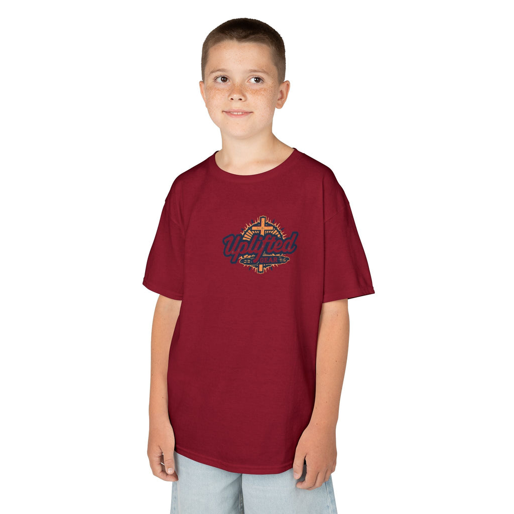 ✨ Chosen. Loved. Redeemed. – Elegant Christian Kids T-Shirt | Gold Foil Faith Tee | Subtle Cross & Heart Design | Inspirational Bible Verse Apparel by Uplifted Gear Printify