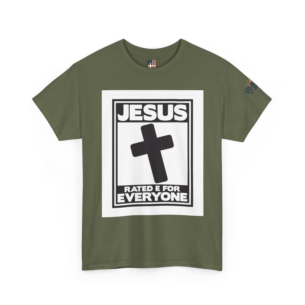 Jesus, Rated E for Everyone T-shirt - Gamer Faith T-shirt - Christian Video Game Parody Printify