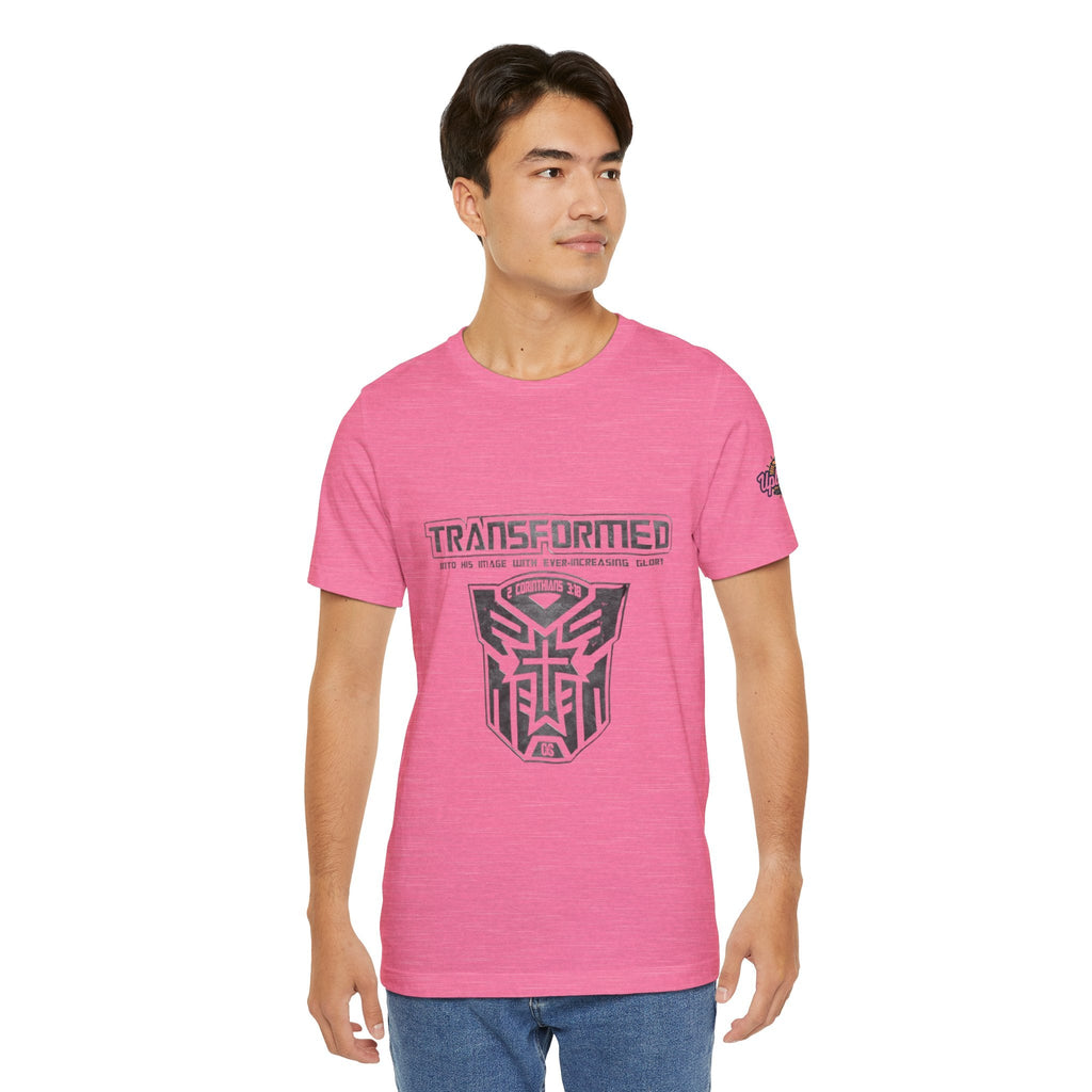 Transformer Logo Christian T-shirt | 2 Corinthians 3:18 Bible Verse T-shirt Printify
