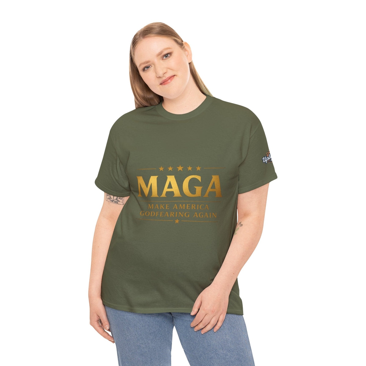 MAGA Gold Letter T-Shirt — "Make America Great Again" Printify