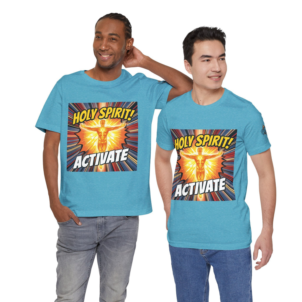 Holy Spirit Activate T-shirt – Superhero Christian T-shirt with Vibrant Power-Up Design for Faith-Fueled Boldness Printify